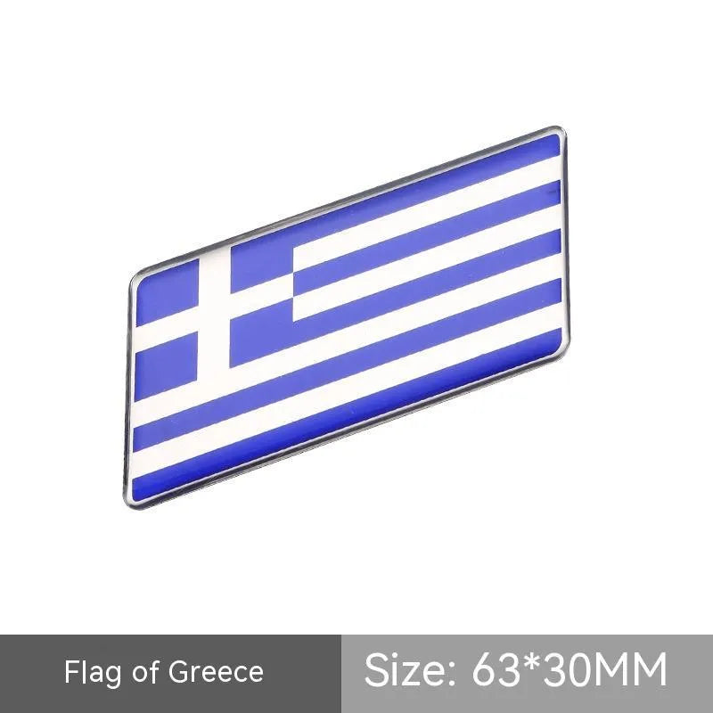 Aluminium car sticker flag emblem showing national flag design in parallelogram shape