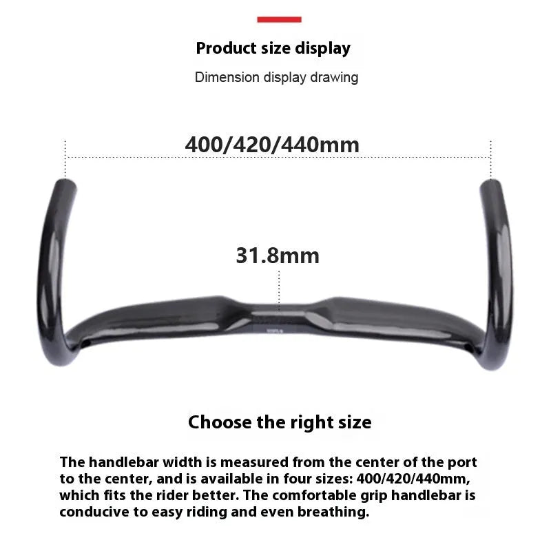 Carbon fibre road bicycle drop handlebar in black grey silver UD finish