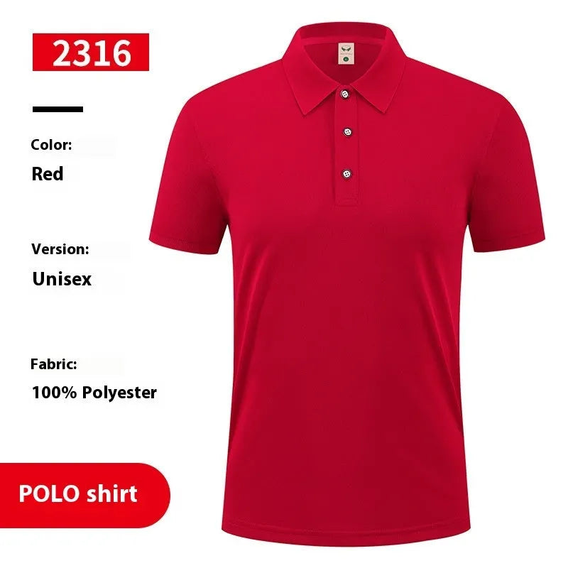 Ice silk short sleeve polo shirt pullover in six colours, shown with a polo collar and designed for logo application.