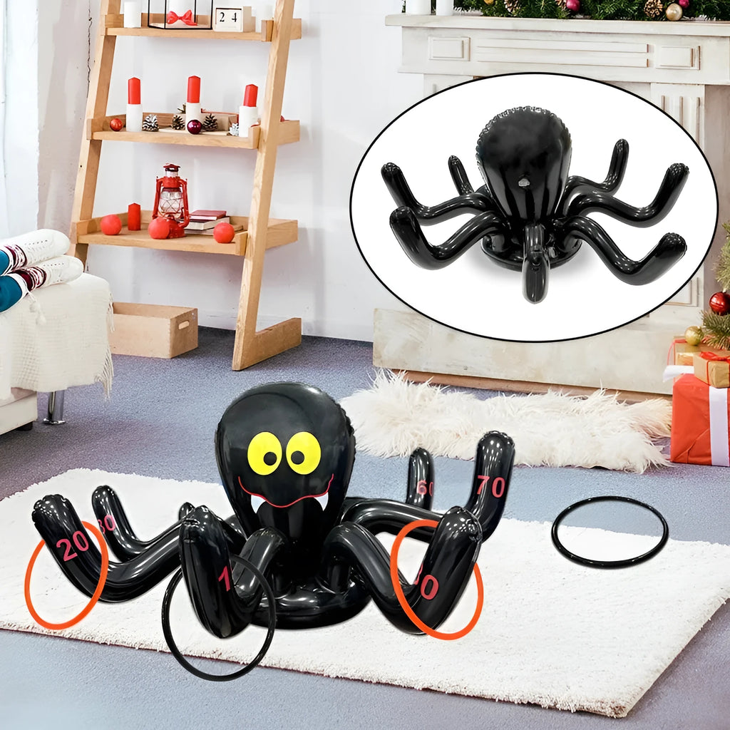 PVC inflatable throwing toy showing octopus, antlers, witch hat, spider, Santa Claus, and rabbit ear styles for Ghost Festival games