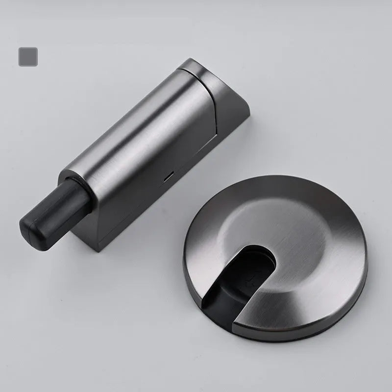 Zinc alloy invisible door stopper in six colour options including black, milky white and brushed metals