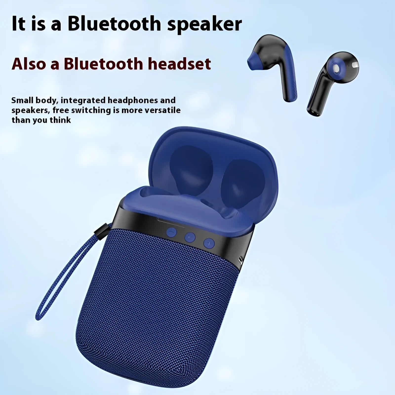 Black Bluetooth headset Bluetooth speaker two-in-one in-ear wireless device with USB charging cable