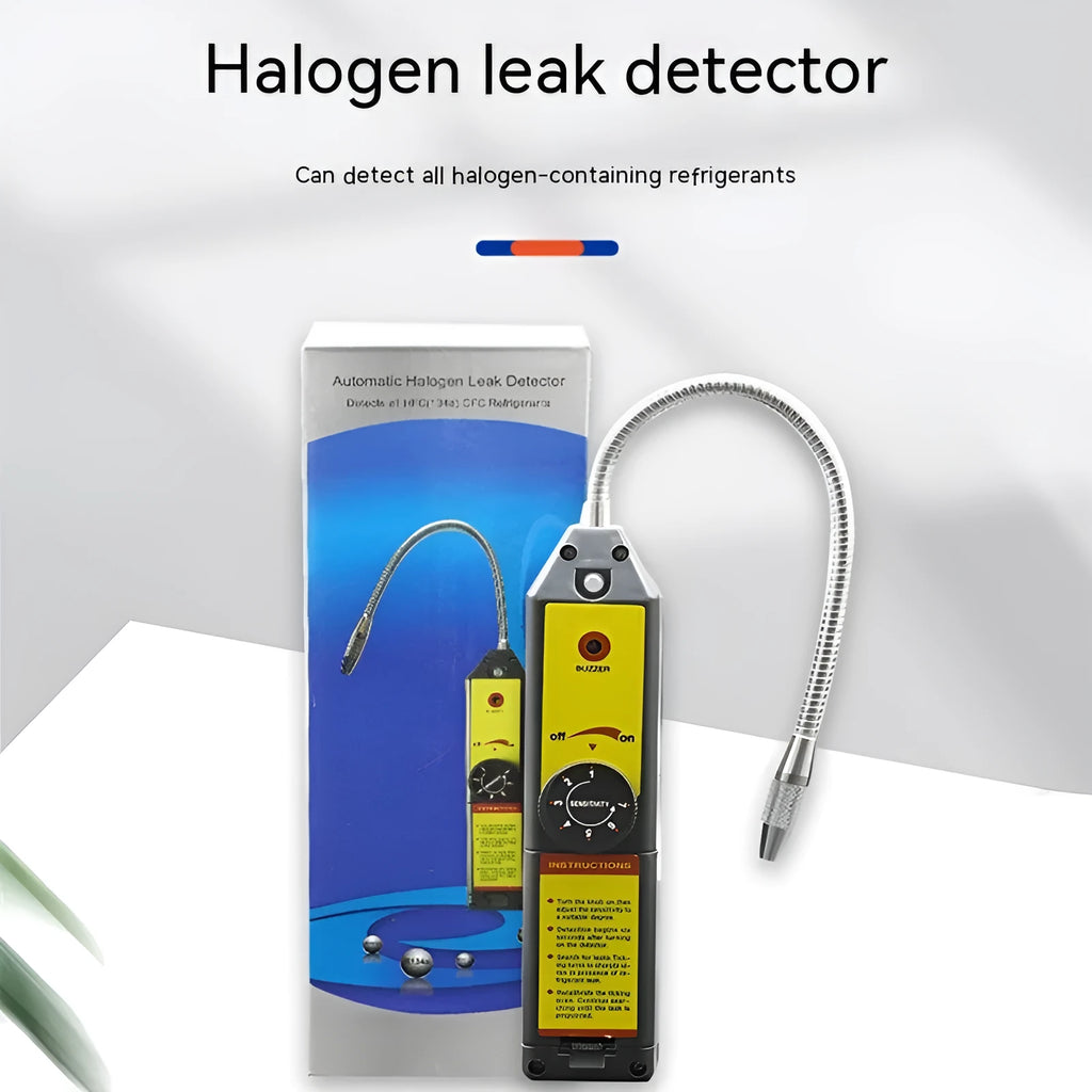 WJL-6000 electronic halogen leak detector with 20cm probe on a workbench.