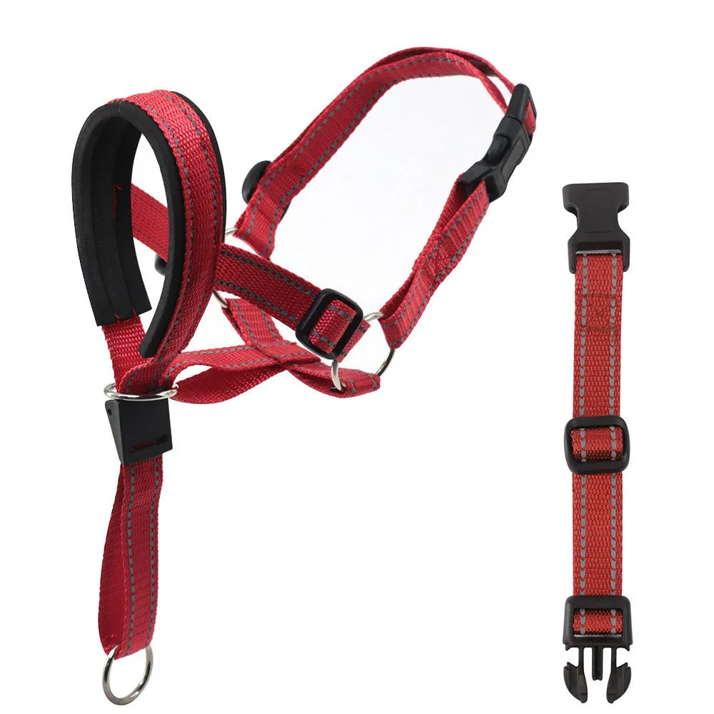Nylon dog muzzle in blue, one of three available colours, for controlling biting and barking
