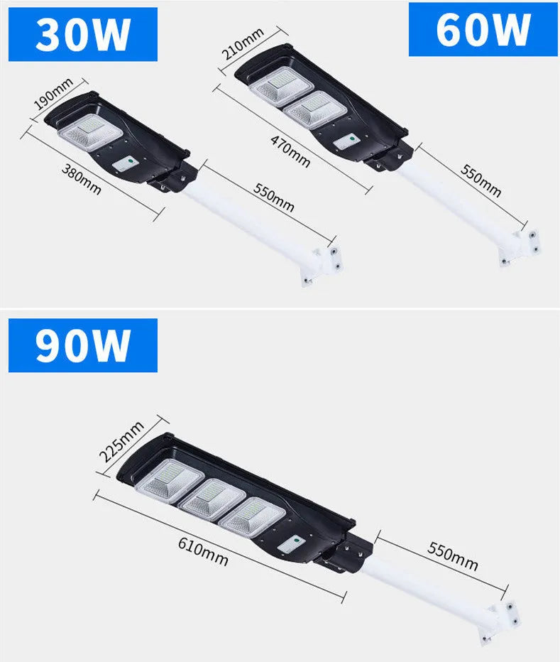 60W integrated solar street light with remote control for outdoor garden and pathway lighting