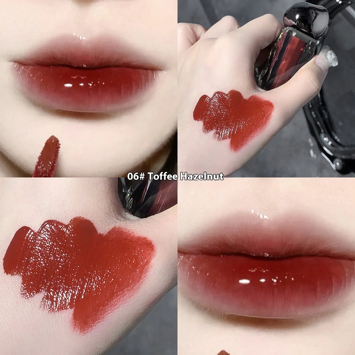 Glacier Lava Lip Lacquer mirror makeup in water-light finish with seven colour options