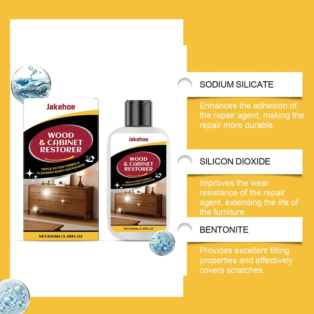 100ml wooden furniture scratch care agent bottle with 20x20cm microfiber towel for surface maintenance
