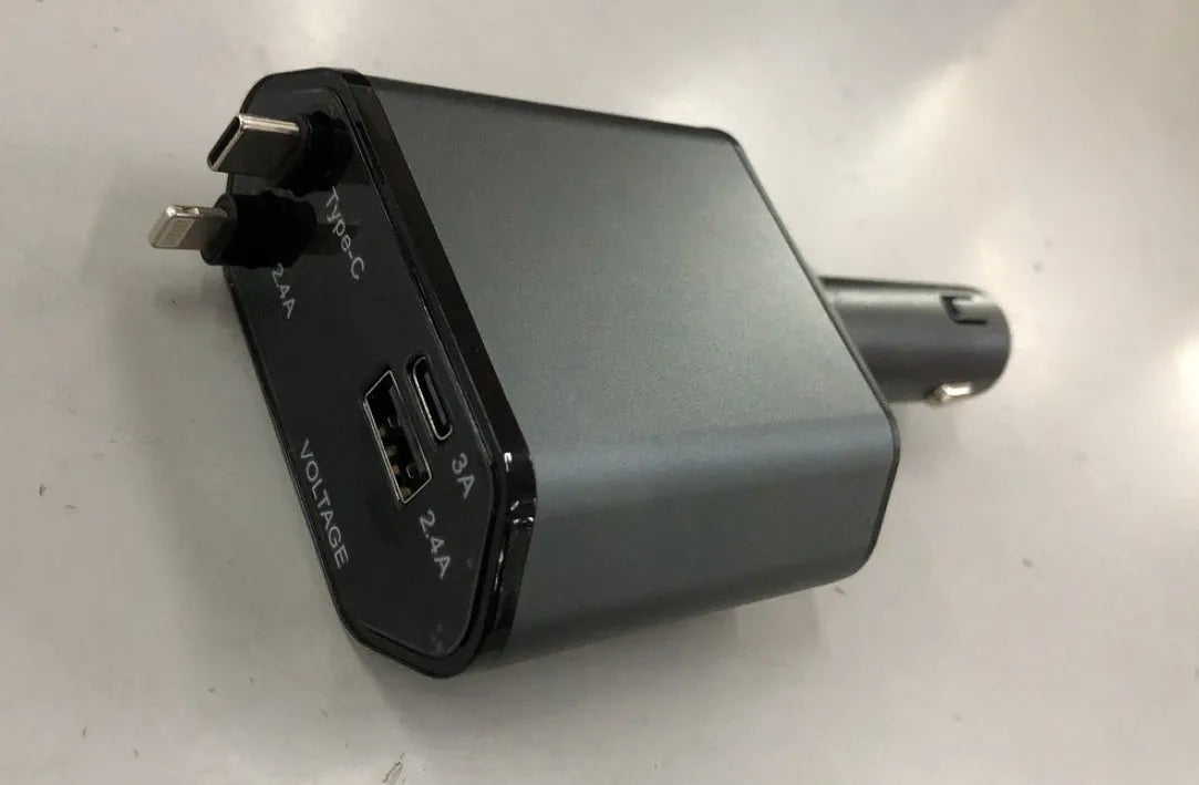 Automatic retractable car charger with cable extended from vehicle cigarette lighter socket