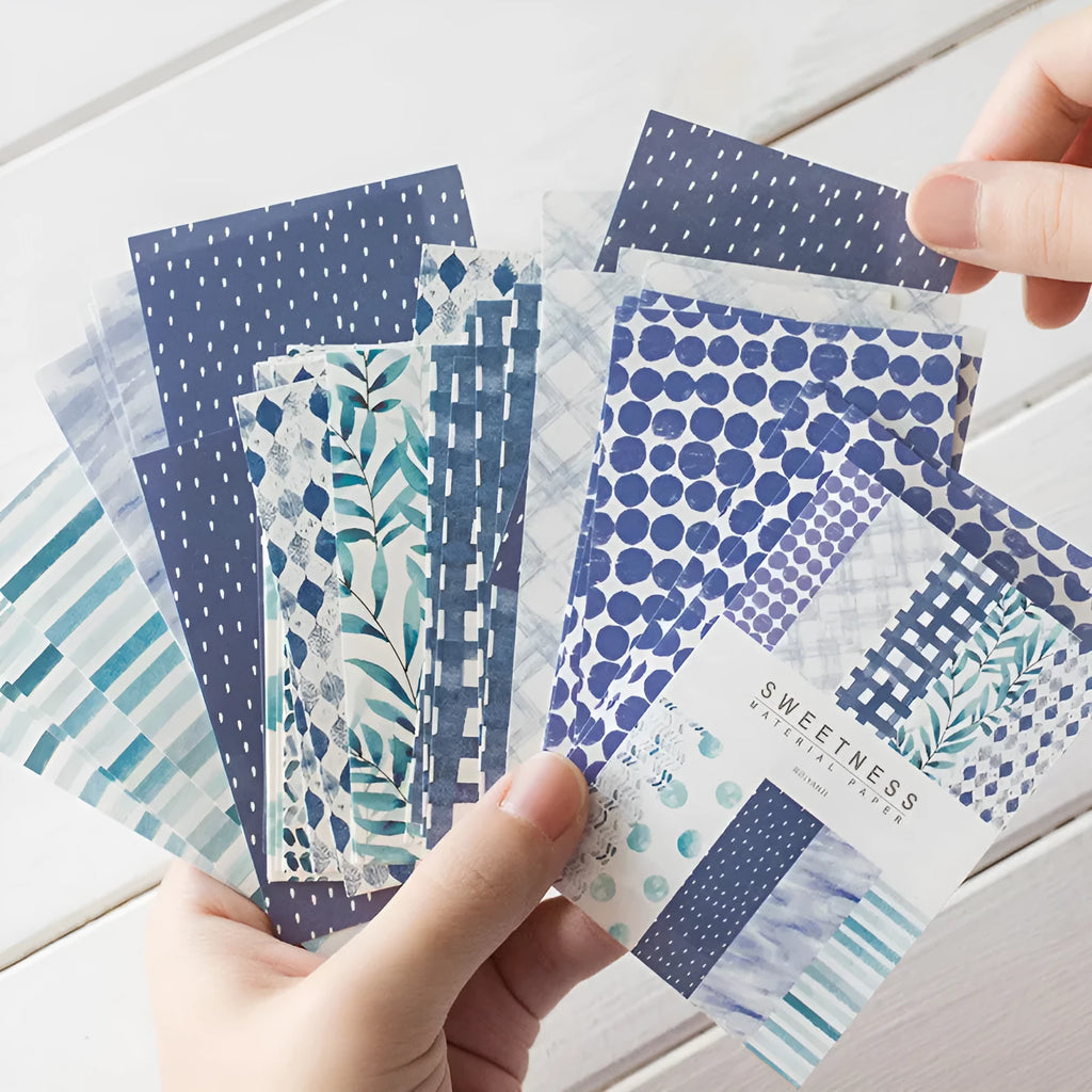 Pack of 50 retro-style collage note papers in ten dessert colours including caramel puff and strawberry coconut.