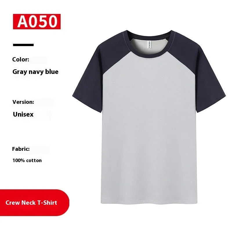 Cotton blend loose fit round neck T-shirt work clothing printing available in multiple colours