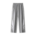 Black straight-leg loose-fit trousers on a plus-size male model for summer casual wear.