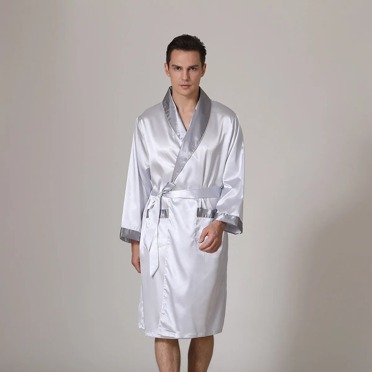 Men's rayon summer bathrobe nightgown in six colour options with continental sizing