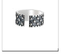 Pure silver multi five-pointed star ring with adjustable opening on a finger
