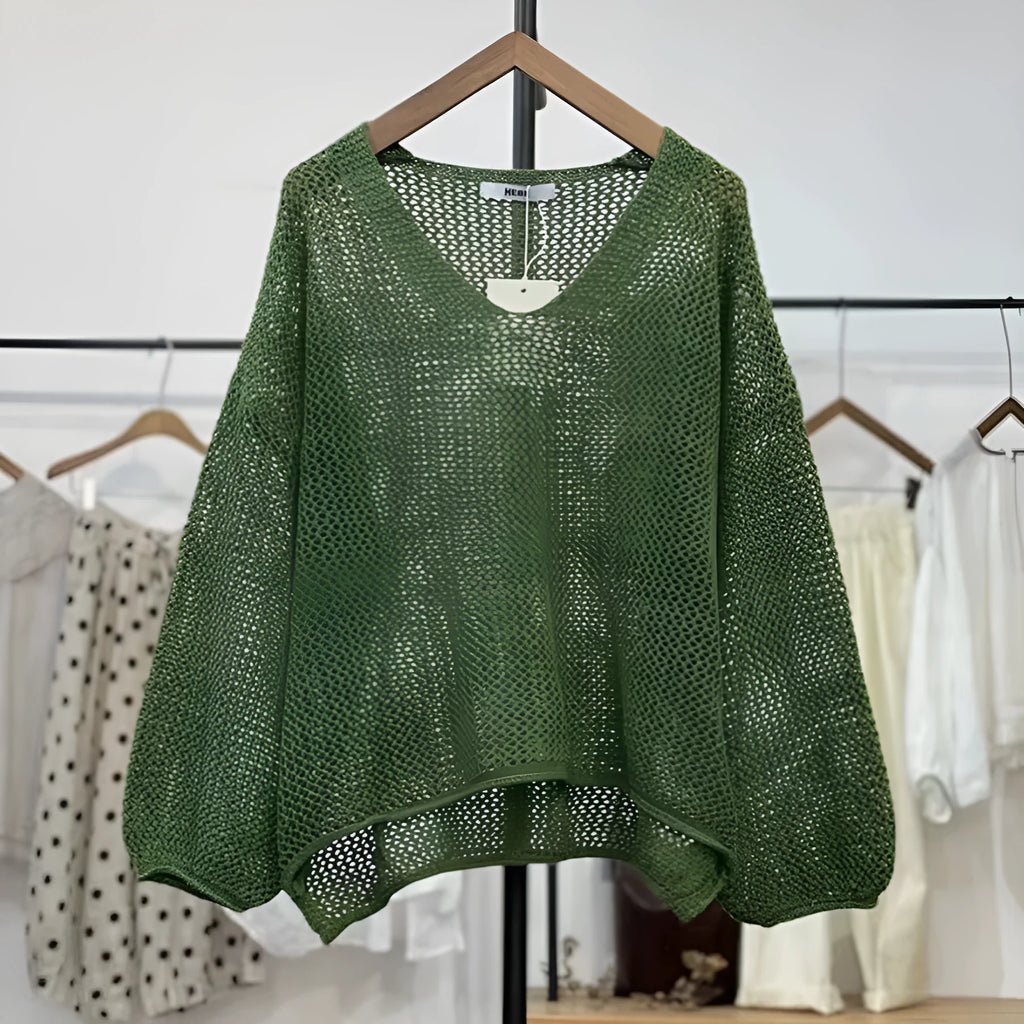 Loose polyester mesh sun protection top with princess sleeves in Chinese style, available in multiple colours and sizes