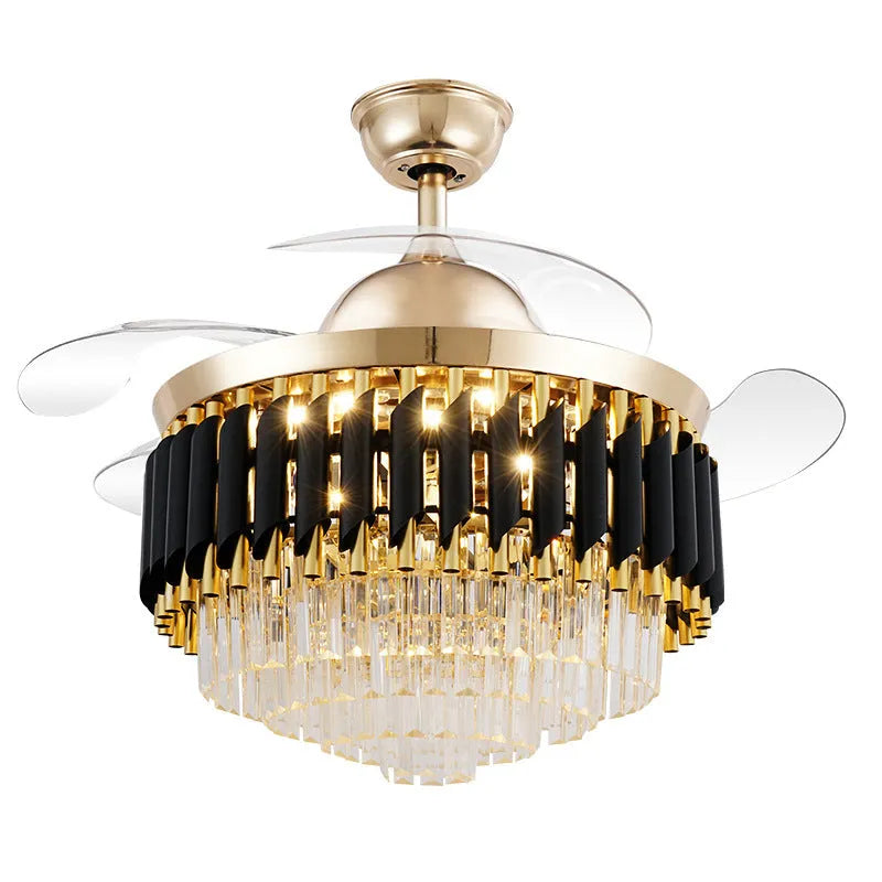 Crystal ceiling fan light with remote control in 42 or 48 inch sizes