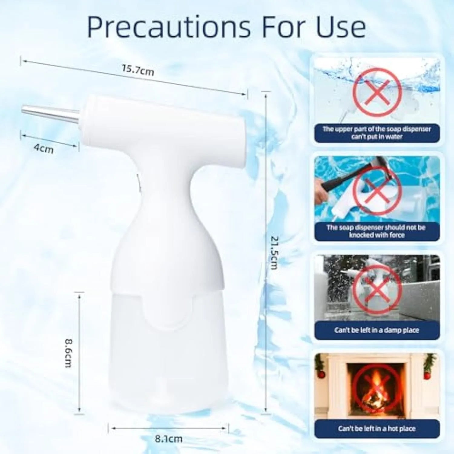 White electric foam soap dispenser for pet bath and kitchen cleaning with two nozzles