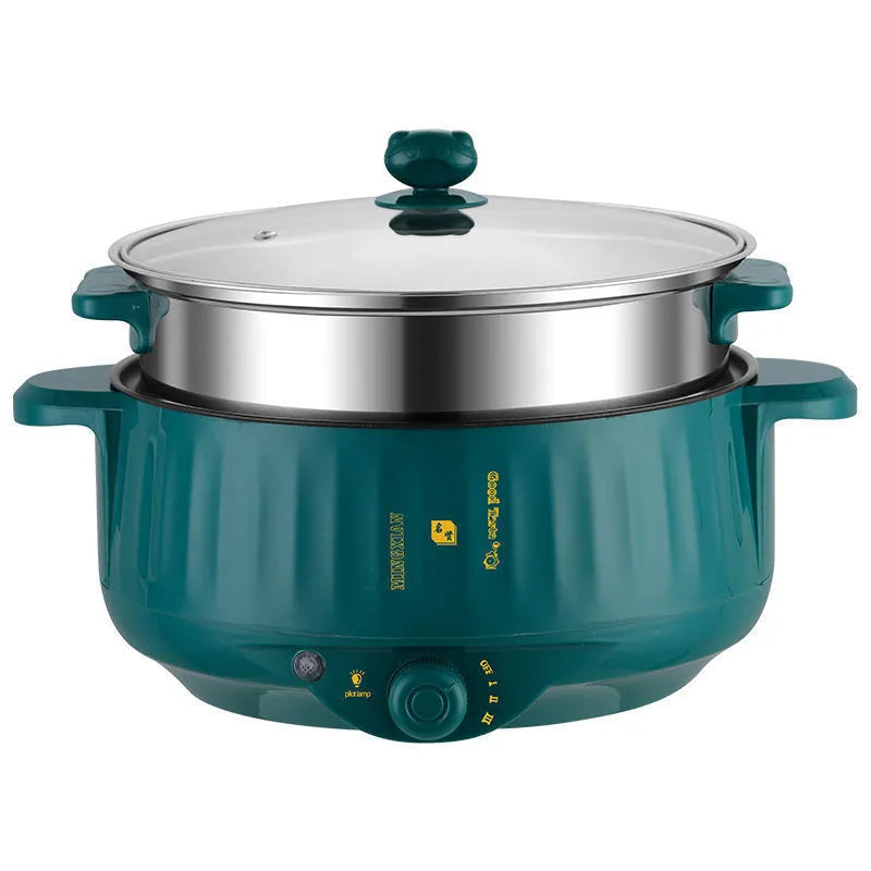White or green stainless steel non-stick electric hot pot with multiple cooking functions