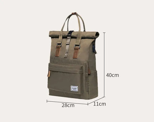 Polyester casual backpack showing computer pocket and zipper organisation in black colour