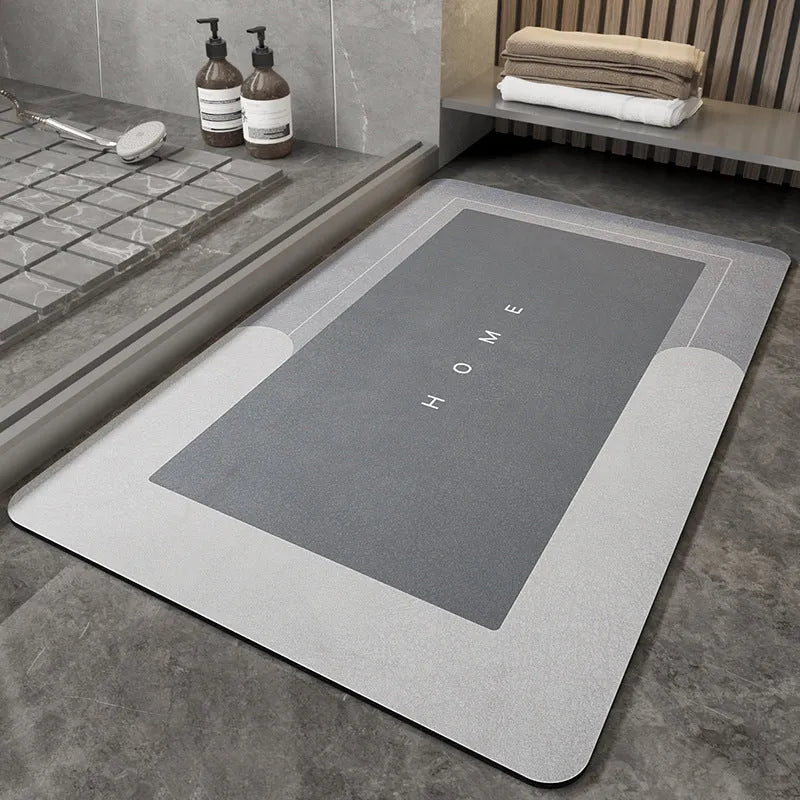 Cushioned bathroom floor mat in blue colour with rectangular shape