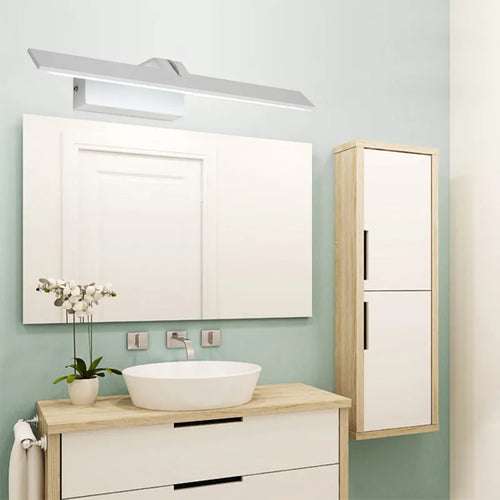 White wall-mounted LED bathroom makeup mirror with tri-colour dimmable lighting in three size options.