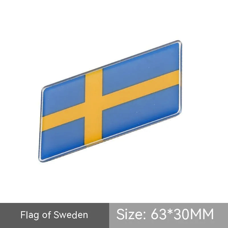Aluminium car sticker flag emblem showing national flag design in parallelogram shape