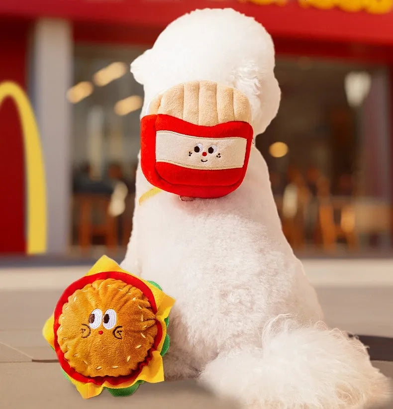 Cartoon hamburger design adjustable vest harness and lead set for pets with escape-proof construction