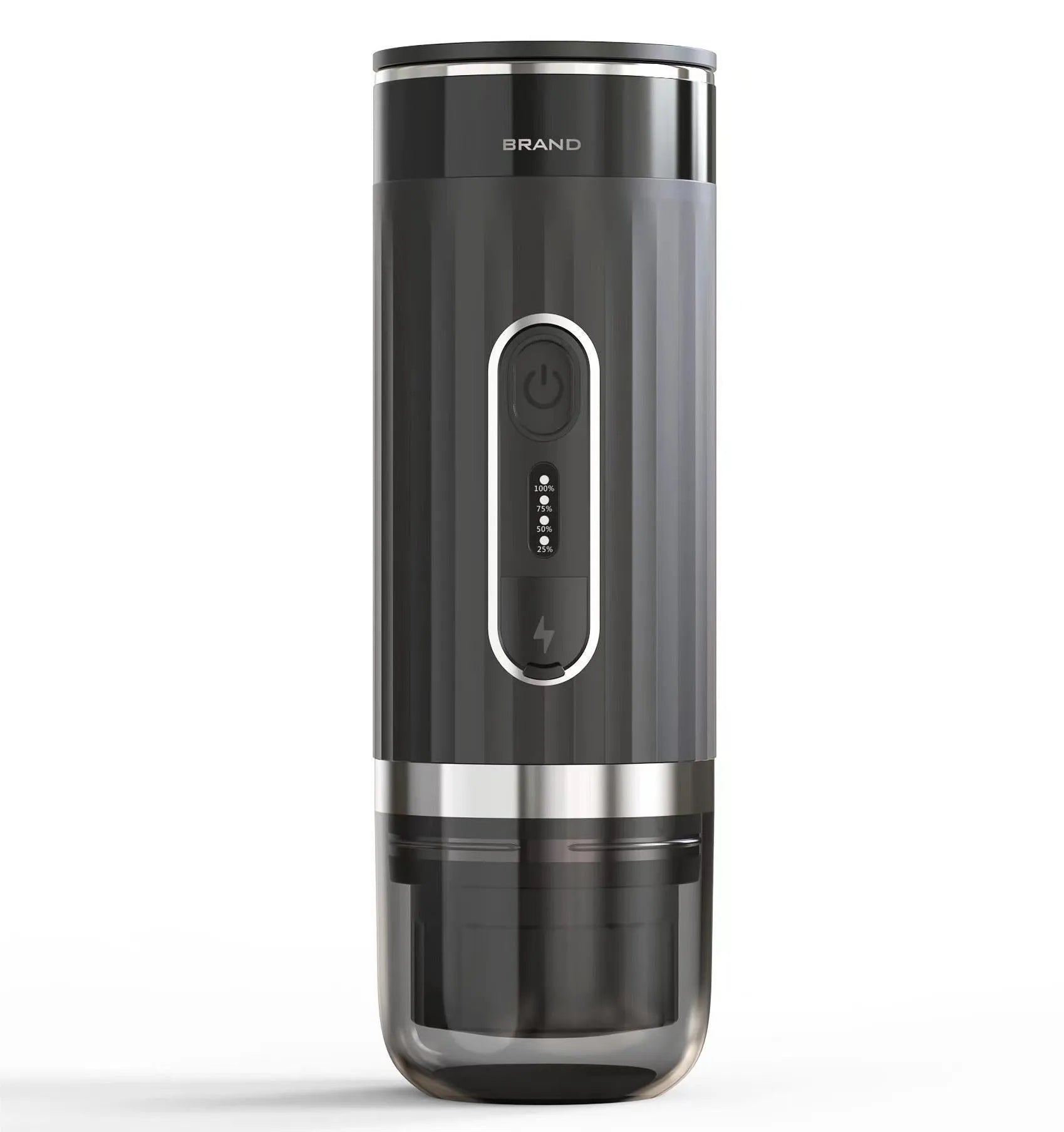 Black portable coffee machine compatible with K-cup capsules for car and camping use