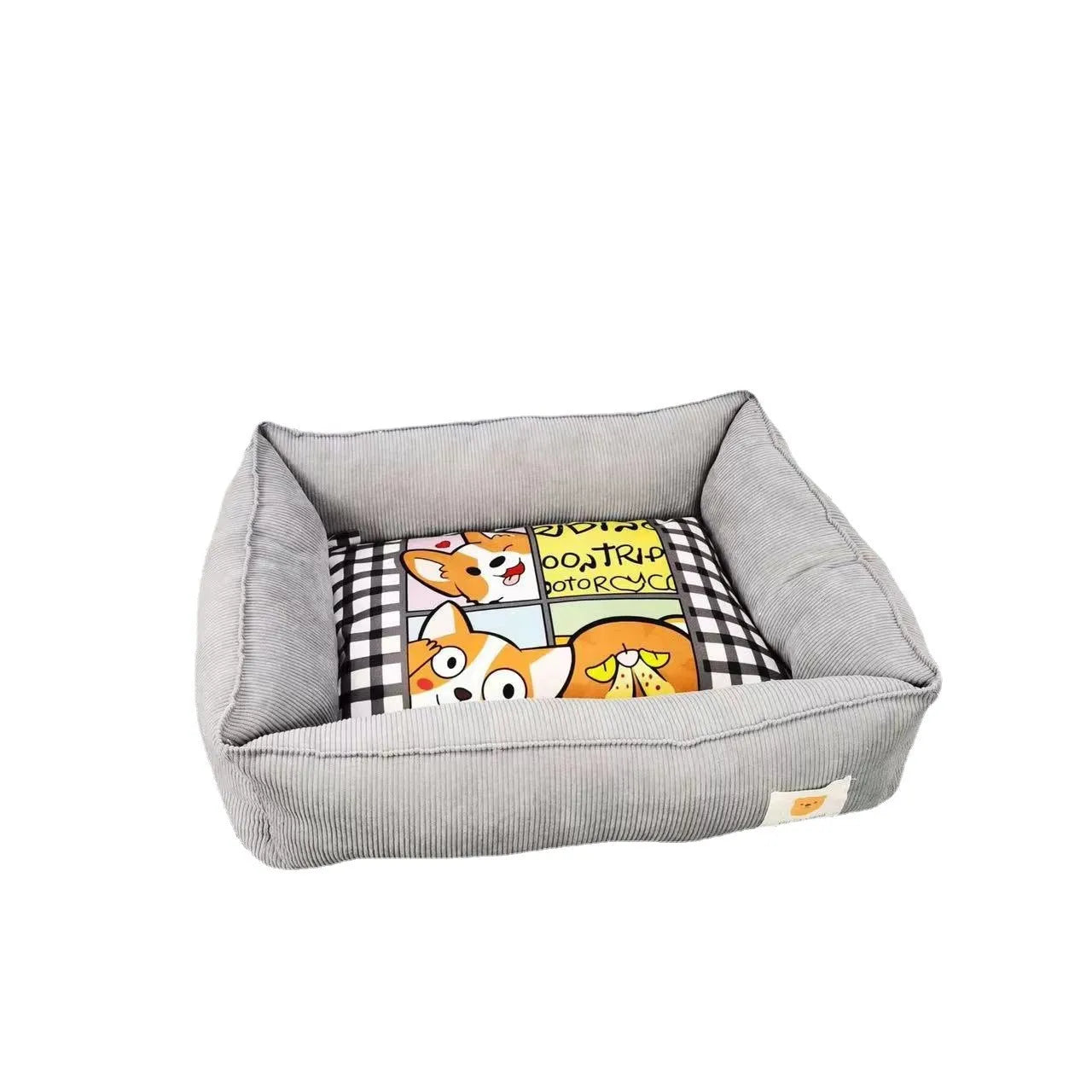 Light blue fine velvet pet nest for dogs and cats with PP cotton filling, shown in 50x40cm size.