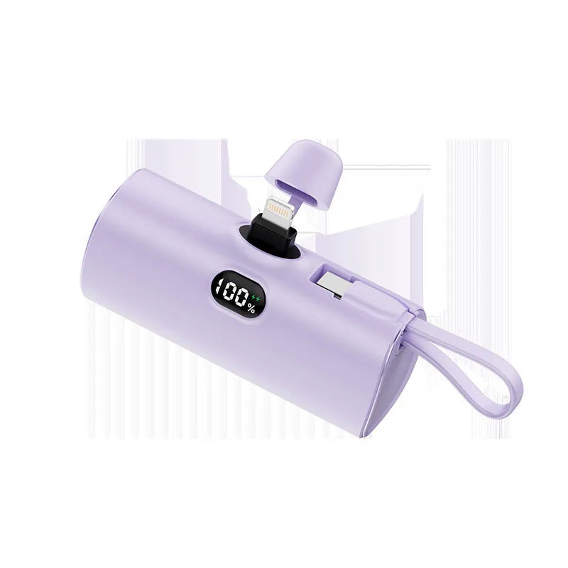 Capsule-shaped wireless power bank with digital display in five colour options