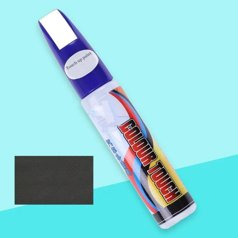 Automotive scratch repair kit with paint pen, wax pen, sponge, and sandpaper
