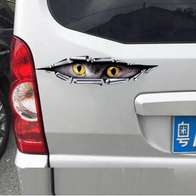 Tiger eye and eagle eye peeping car door sticker with 10x35 cm dimensions on transparent PVC adhesive material