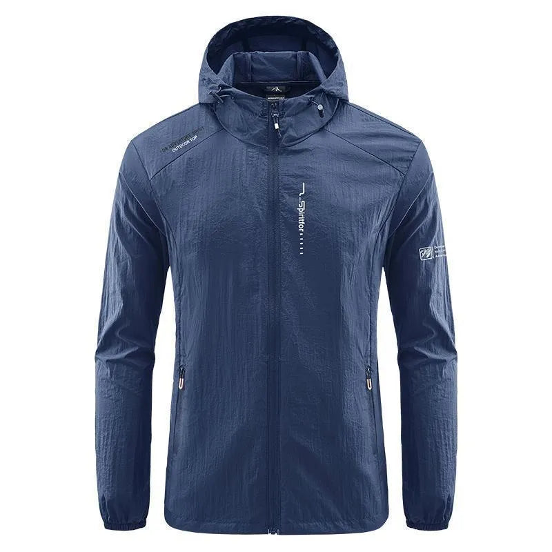 Men's lightweight nylon summer hooded jacket in loose fit for sun protection
