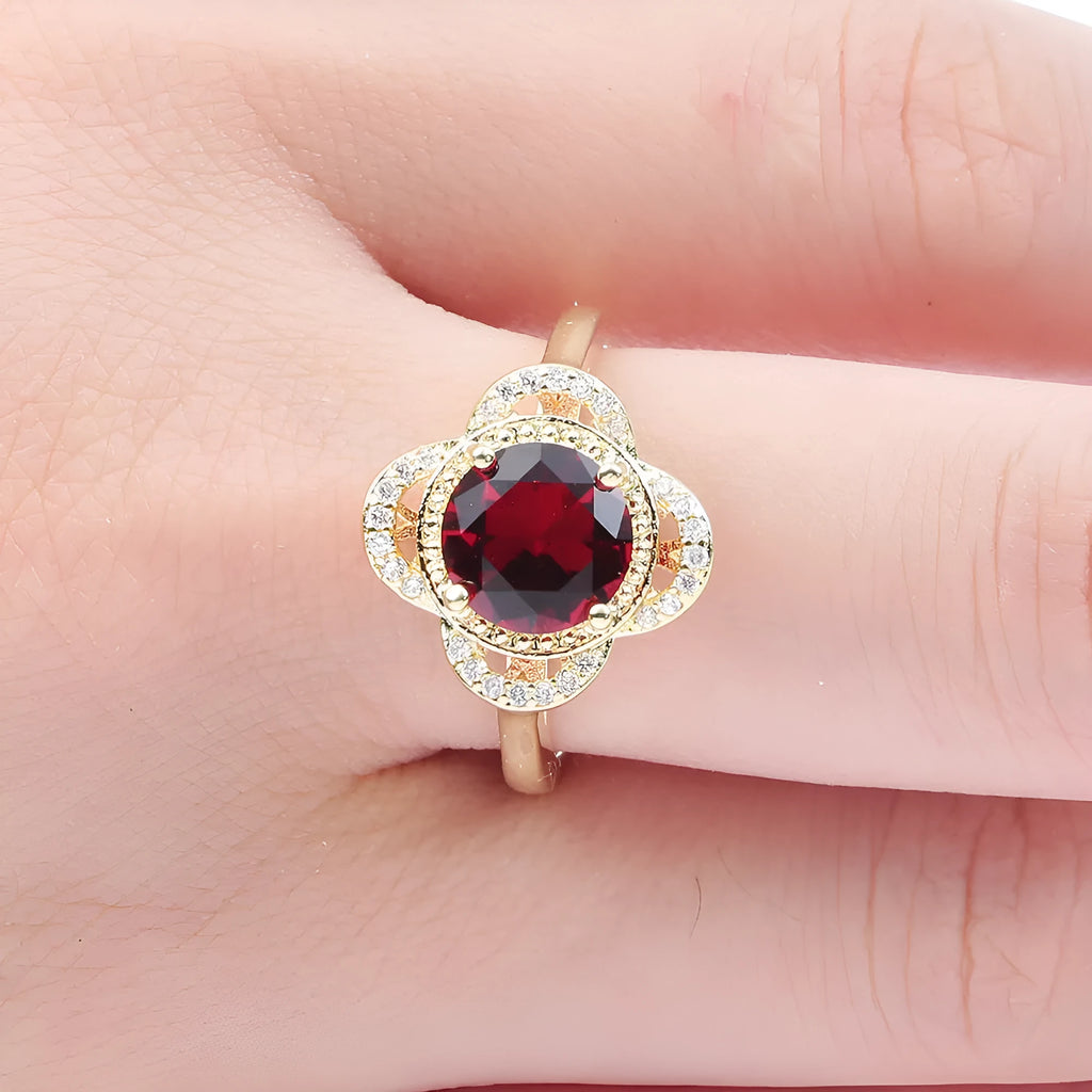 Copper fruit-shaped ring with zircon inlay and electroplated finish in colour 10-6-1395