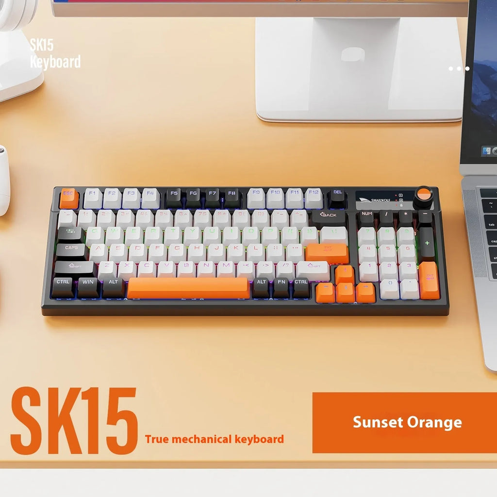 SK15 wired mechanical keyboard with control knob in TKL layout for gaming laptops