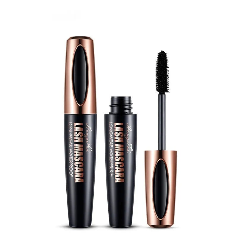 Black waterproof mascara tube for long curling, sweat-proof, and smudge-resistant wear.