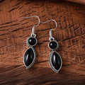 Vintage geometric earrings with black and purple electroplated finish on zinc alloy