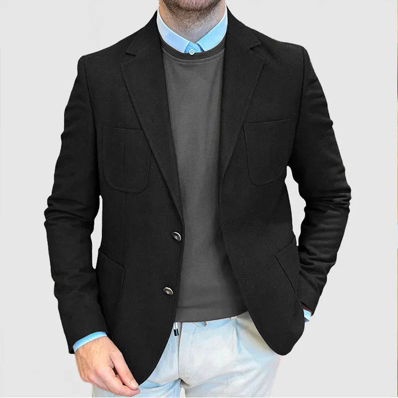 Men's loose fit casual cotton jacket in army green colour, showing retro style and smart-casual design.