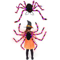 Halloween plush spider backpack with purple LED lights in one of five colour options.