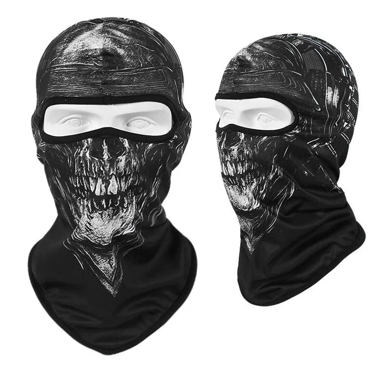 Motorcycle breathable skull sun mask with Bakool silk fabric in 36*29 cm size
