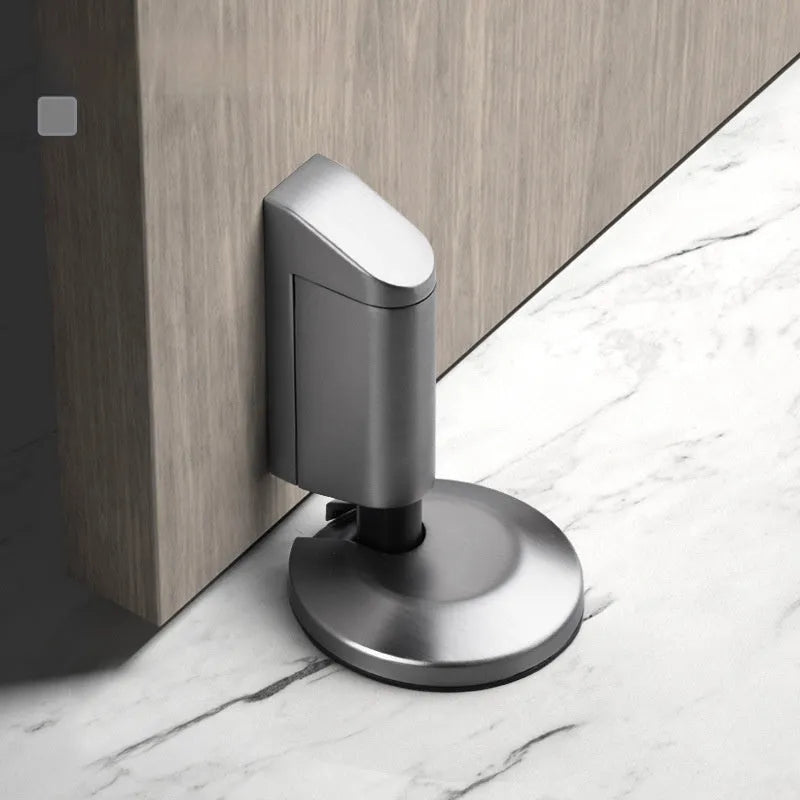 Zinc alloy invisible door stopper in six colour options including black, milky white and brushed metals