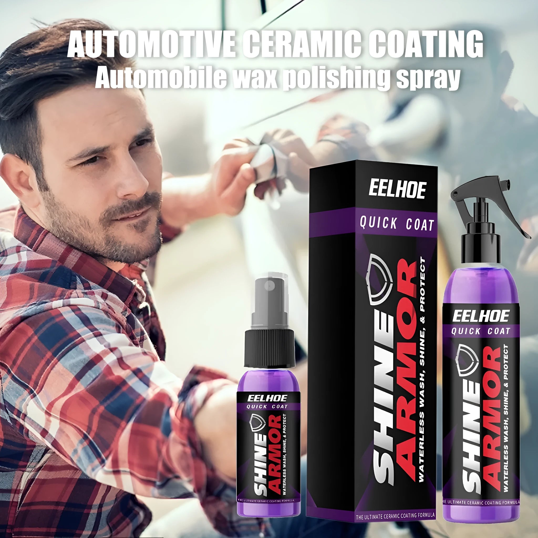 Purple microplated crystal car coating spray in 30ml and 100ml containers