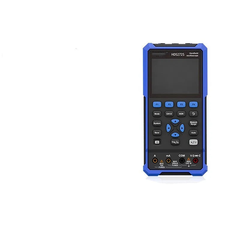 Handheld digital oscilloscope with colour display showing waveform measurement for automotive diagnostics