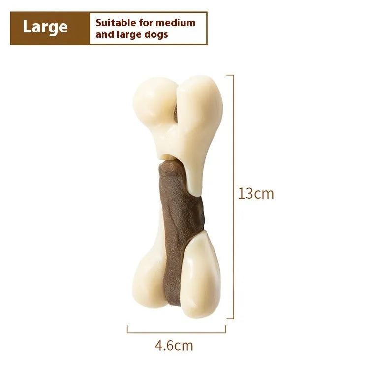 Bone shaped dog chew toy cowhide nylon grinding rod small large size options