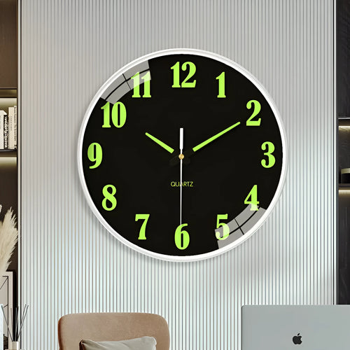 8 inch luminous wall clock with modern plastic shell showing numerals and hands