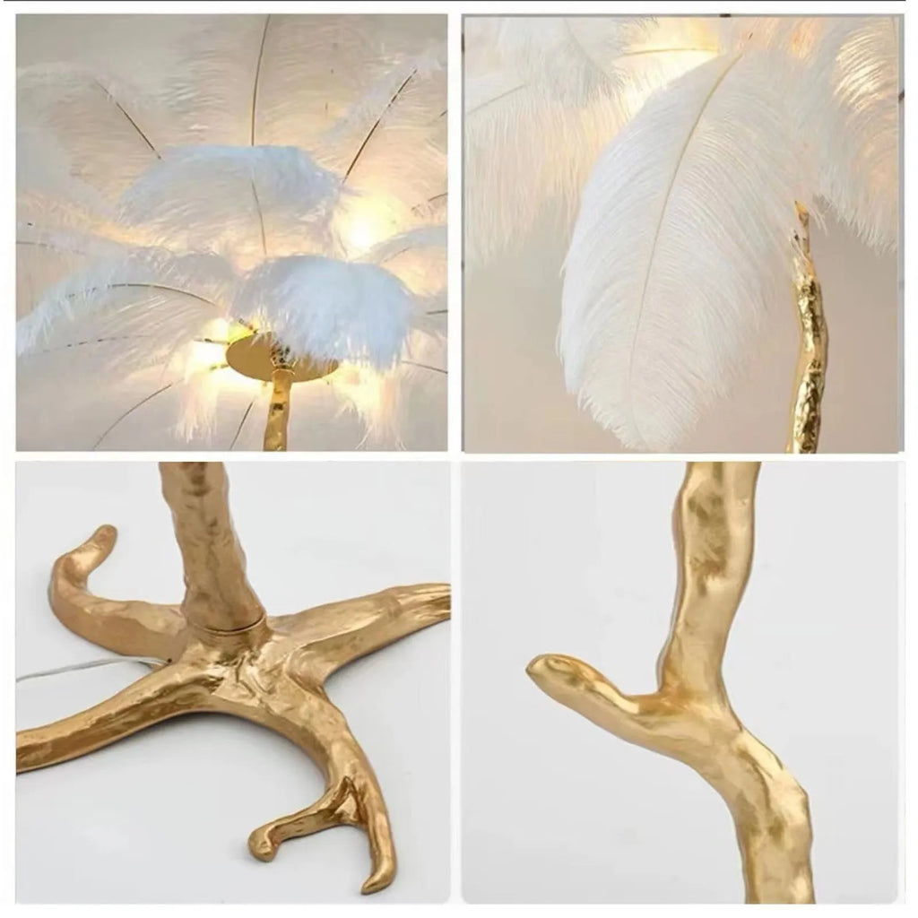 170cm tall decorative resin feather floor lamp with 32 feathers for living room or bedroom