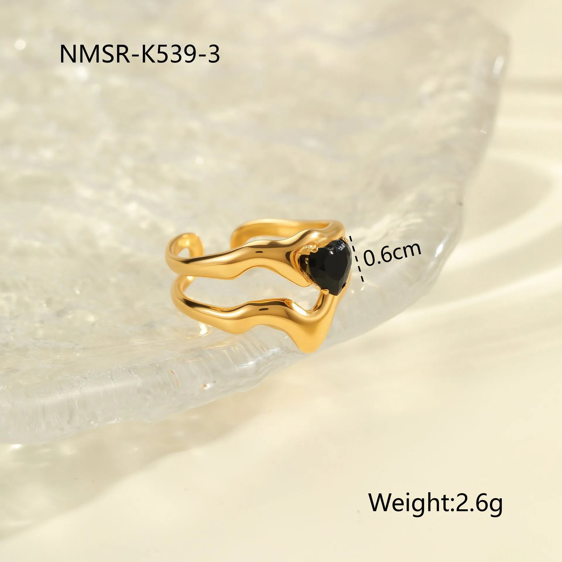 Geometric open mouth women's ring with zircon inlay made from silver-toned electroplated stainless steel.