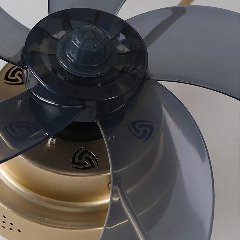 Nordic design remote control ceiling fan lamp with light, 50cm diameter in coffee gold finish.