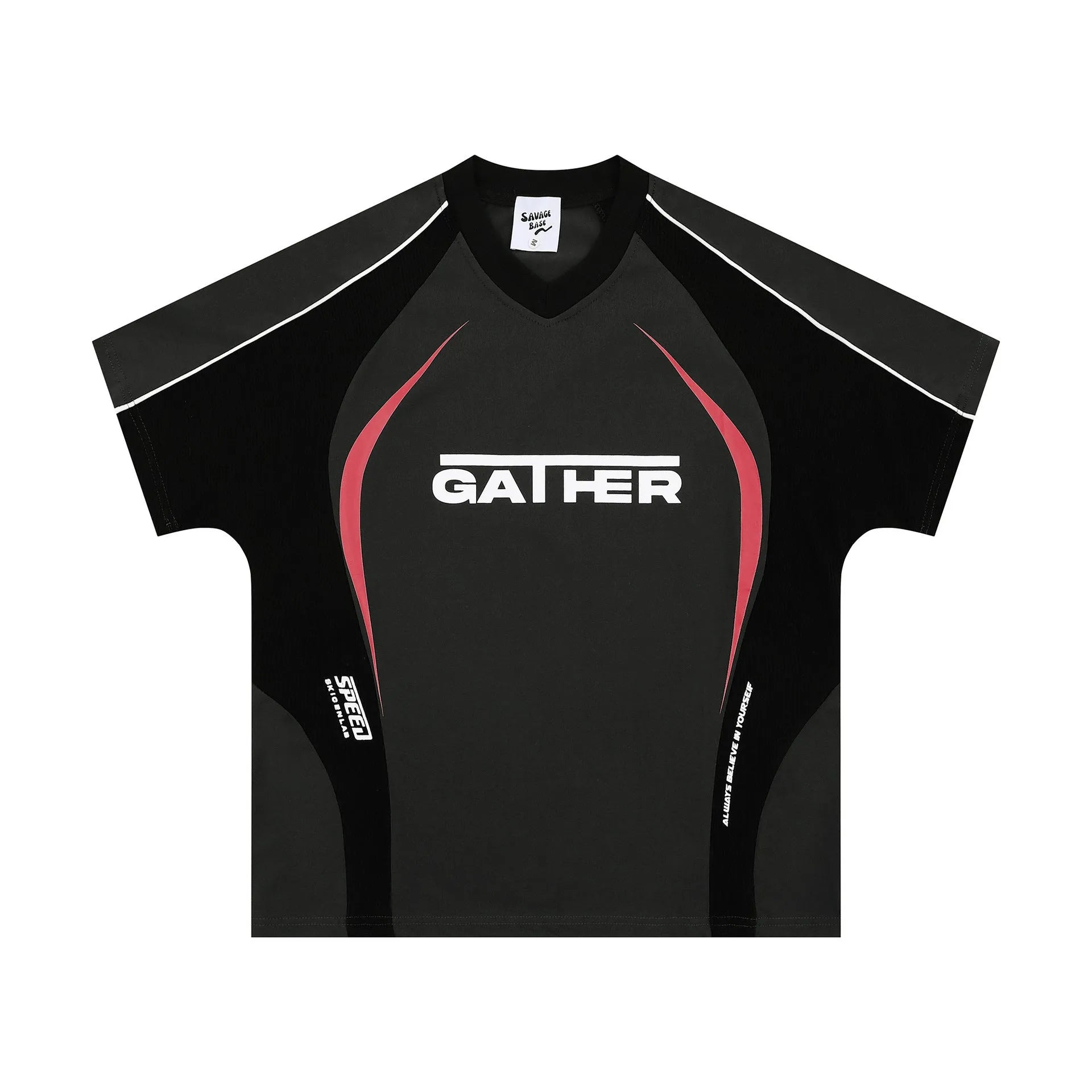 Men's loose fit black t-shirt with printed letters design, short sleeve polyester top