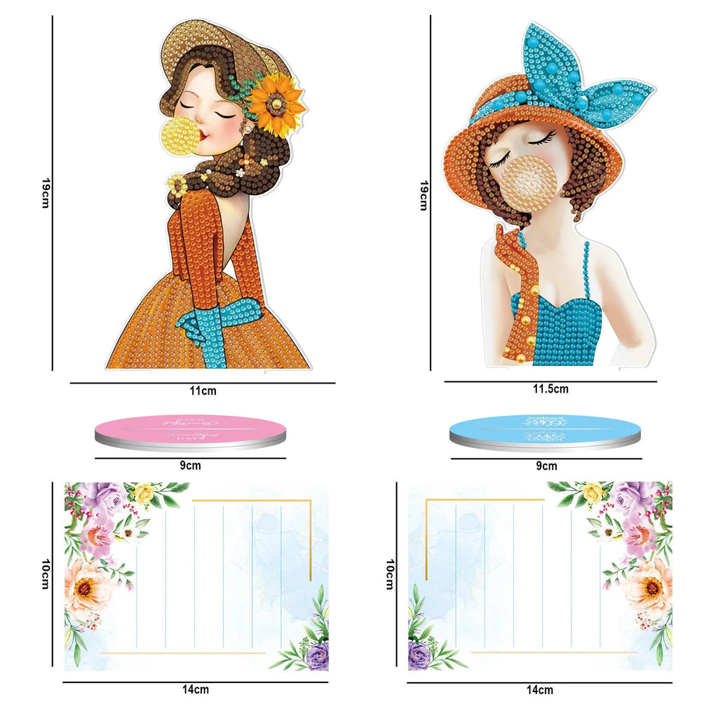 Handmade diamond painting desktop decoration with note clip, American style frameless design