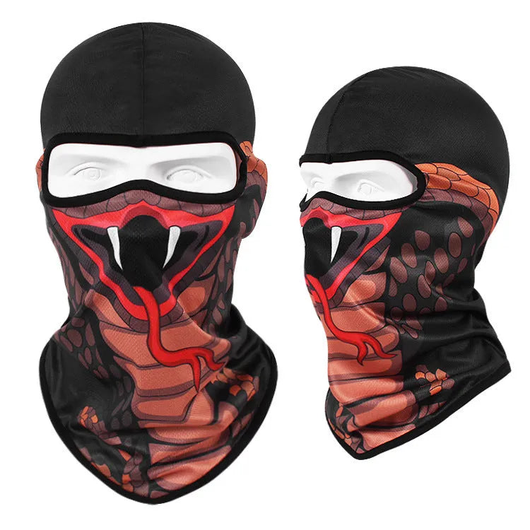 Motorcycle breathable skull sun mask with Bakool silk fabric in 36*29 cm size